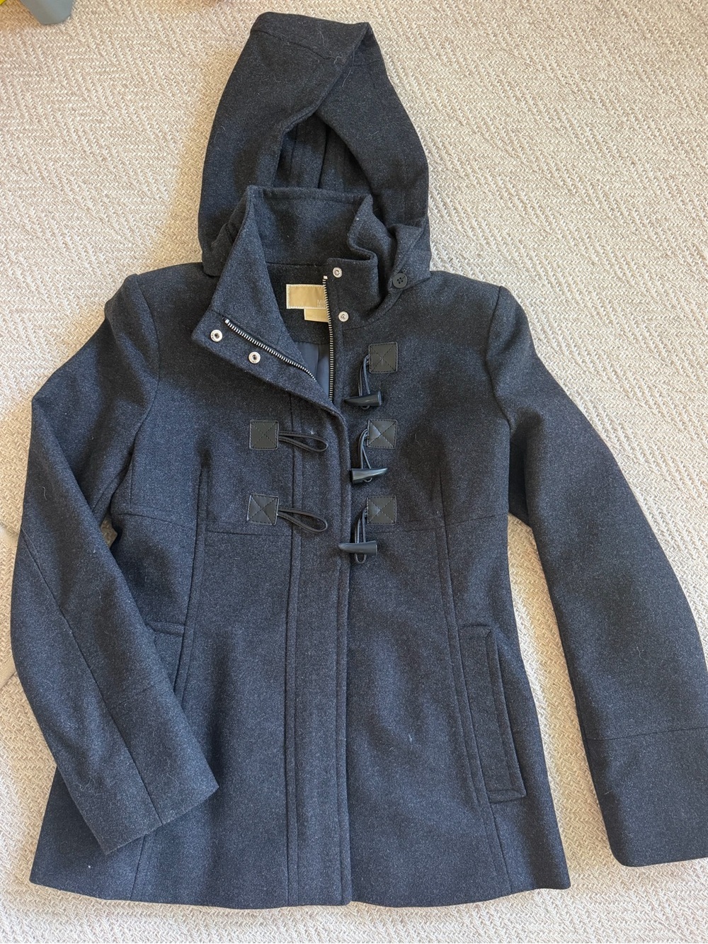 MICHAEL Michael Kors Charcoal Hooded Toggle Pea Coat